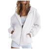 Damen gefütterter Reißverschluss Hoodie Farbe Lockerer Schnitt Lässiges Oberteil