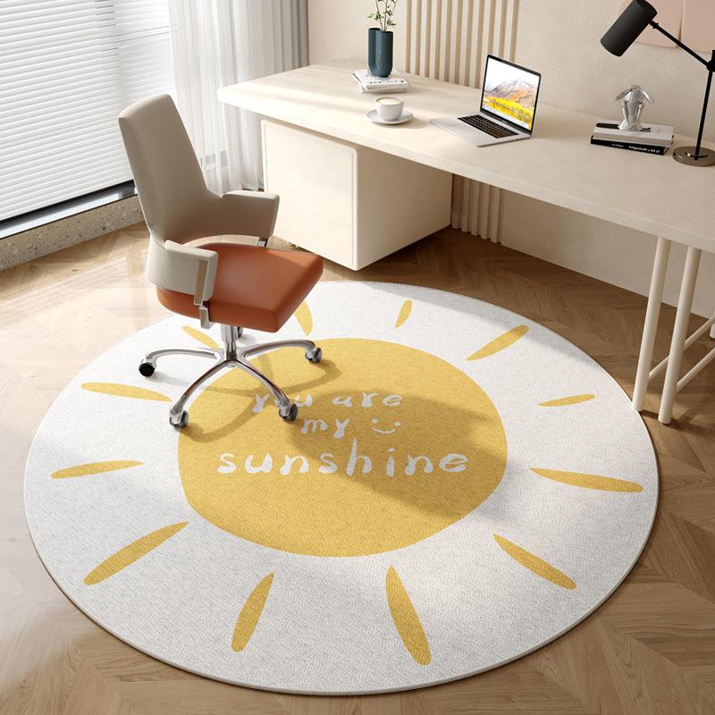 Round Computer Chair Carpet, Living Room And Bedroom Swivel Chair Protective Rug Study Gaming Chair Floor Mat Home Decor