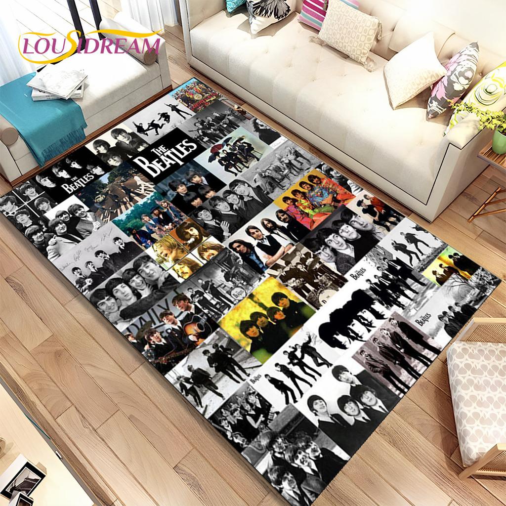 3D B-Beatles Rock Band Area Rug,Carpet Rug for Home Living Room Children Bedroom Sofa Doormat Decor,kids Play Non-slip Floor Mat