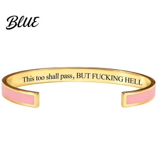 Adjustable Open Cuff This Too Shall Pass Mantra Bracelet Engraved Motivational Inspirational Bracelet Bangle Hidden Information Encouragement Jewelry