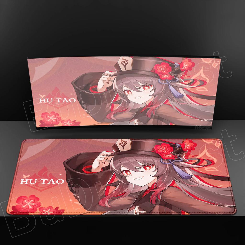 HD-Druck Genshin Impact Hu Tao Mauspads Computer Verriegelungskante Rutschfestes Gummi-Mauspad XXL Tastatur Anime Süßes Mädchen Schreibtischunterlage