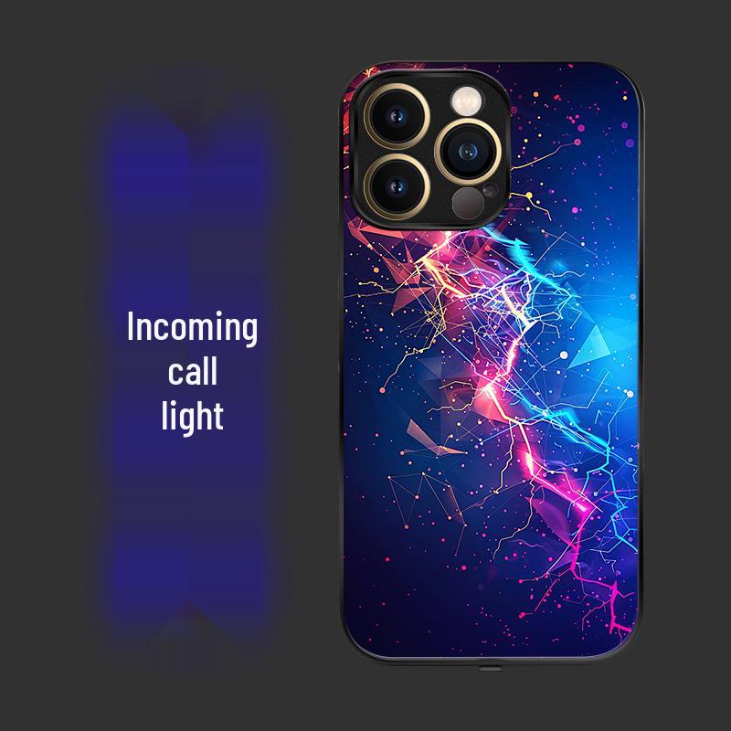 Leuchtende Anti-Rutsch-Handyhülle für iPhone 16 Pro Max & Huawei bei eingehendem Anruf - Soundaktiviert, Verschleißfest, Siebenfarbiger Schutz.