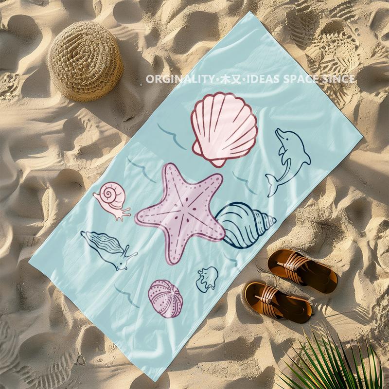 Ocean Creatures Summer Beach Towel Patterned Sunscreen And Windproof Suitable For Swimming Pool Camping Travel Blanket