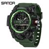SANDA Women's Trendy LED Dual Display Waterproof Watch with Hourly Chime