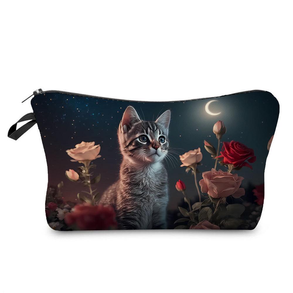 Women Cat Print Cosmetic Bag Toiletries Organize Travel Storage Case 6772