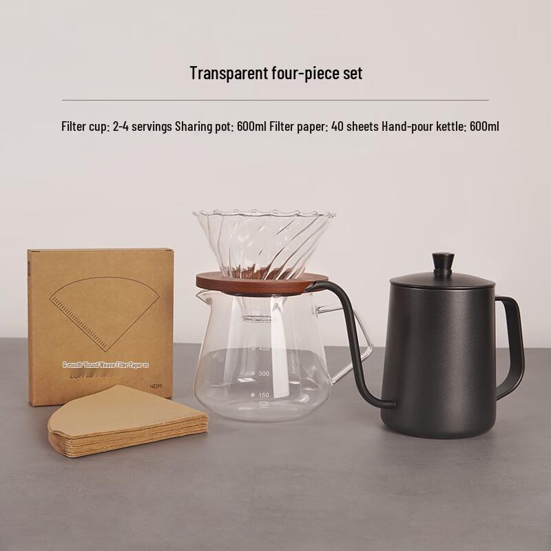 Набор кофейника из алмазного стекла для ручного заваривания