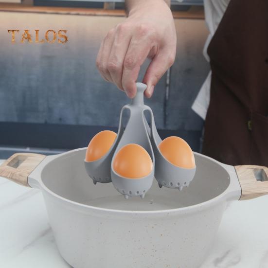 Bandeja de silicone para cozimento a vapor de ovos de 4/6 furos, resistente a altas temperaturas, para cozimento rápido, alça anti-escaldante, fácil de limpar, suporte para ovos