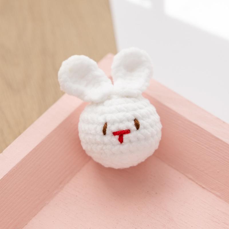 Hand-Knitted Capybara & Rabbit Animal Ball Keychain - Kids' Bag Charm