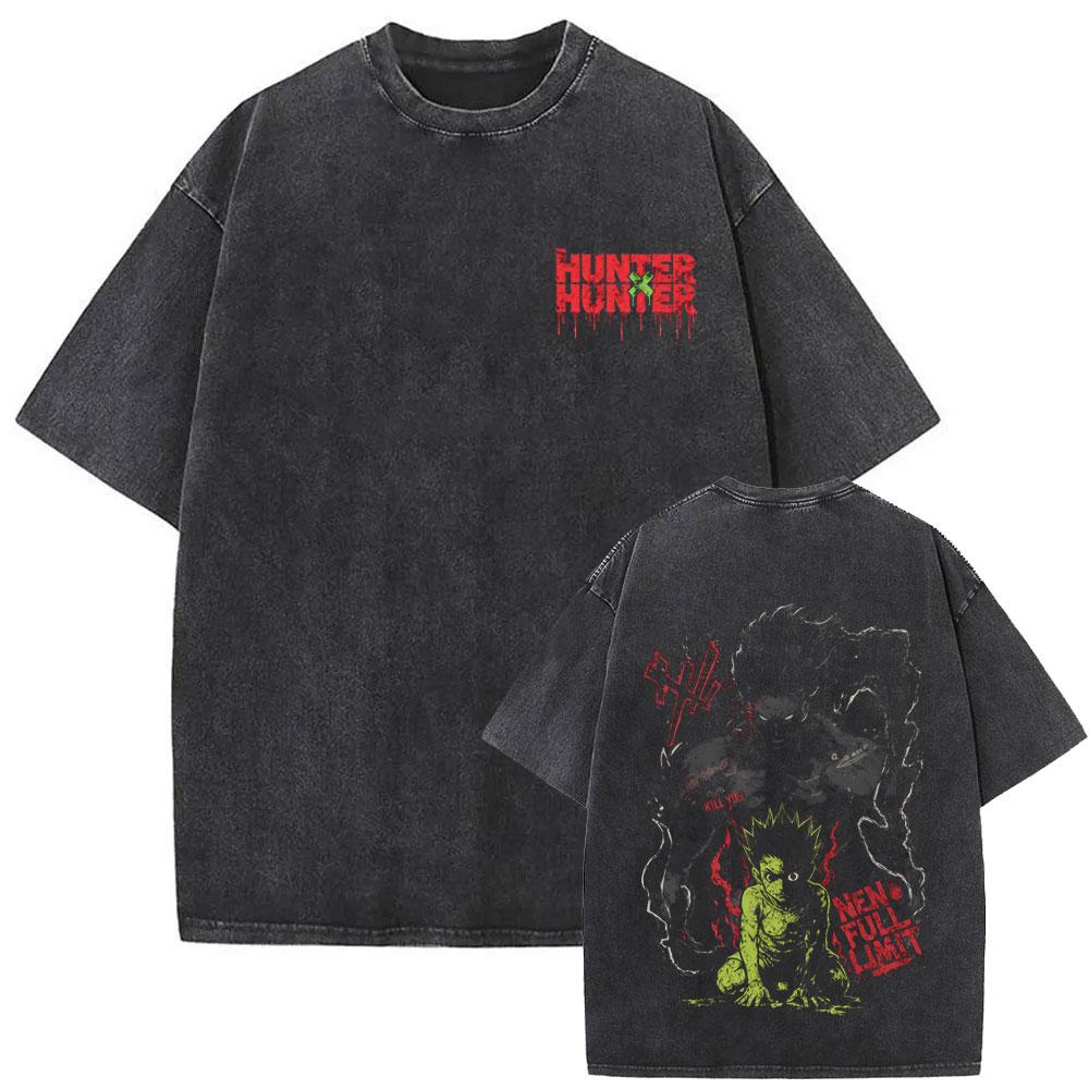 Washed Vintage Anime Hunter X Hunter Merch T-shirt Gon Freecss Graphic T Shirt Men Women 90s Manga Retro Short Sleeve T-shirts S разноцветный