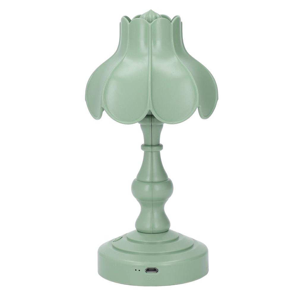 Flower Night Lamp Bedroom   Retro Table Bedside LED Eye Protective Light Rechargeable for Studying
