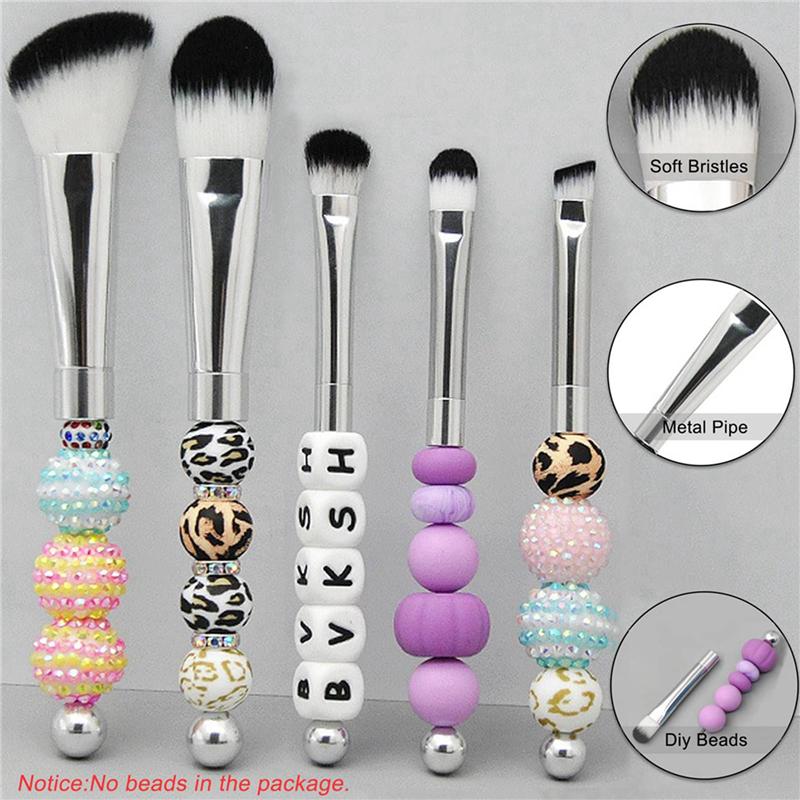 25X Beadable Makeup Brushes Silicone Beads DIY Makeup Cosmetic Brushes Beaded Brushes Kit For DIY NONE серебряный