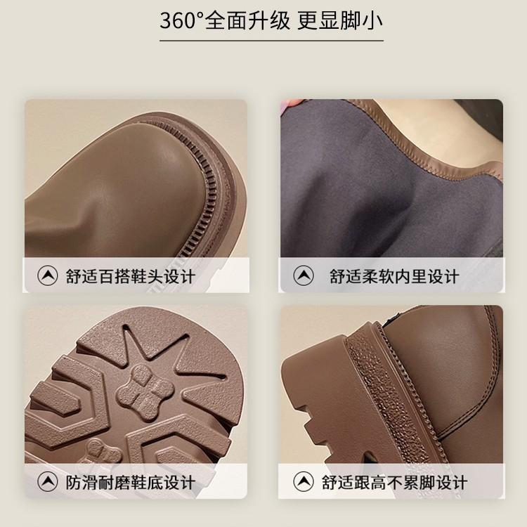 [Uncle Shoes] Pile 2025 Boots Knight Boots Heightened Spice Girl Tall Tube Small Thick-soled Boots Women's New Autumn