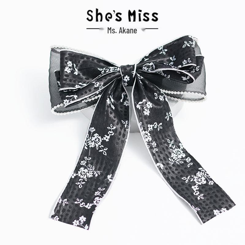 

Черно-белая живопись тушью заколка-бант для волос чёрный