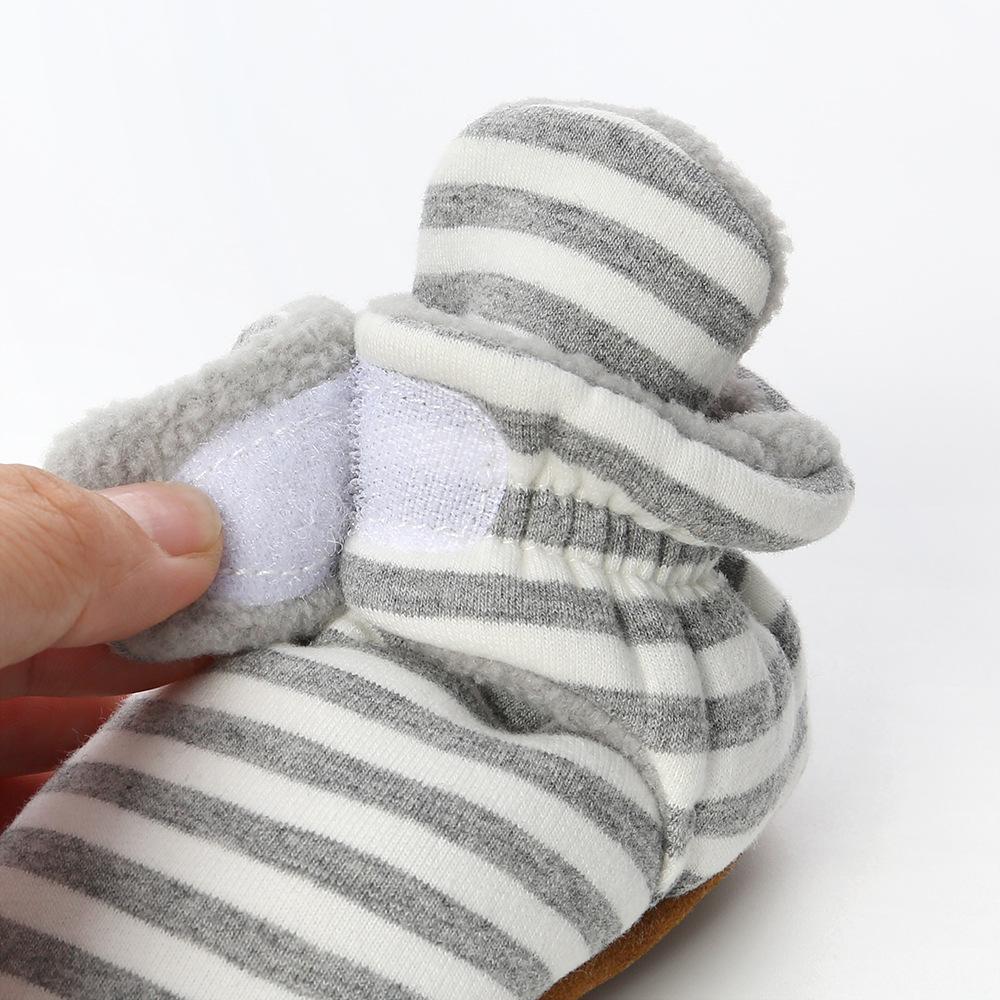 MYGGPP Striped Knitted Fabric 0-1 Years Old Baby Soft Bottom Shoes Baby Shoes Warm Shoes Baby Socks Overshoes