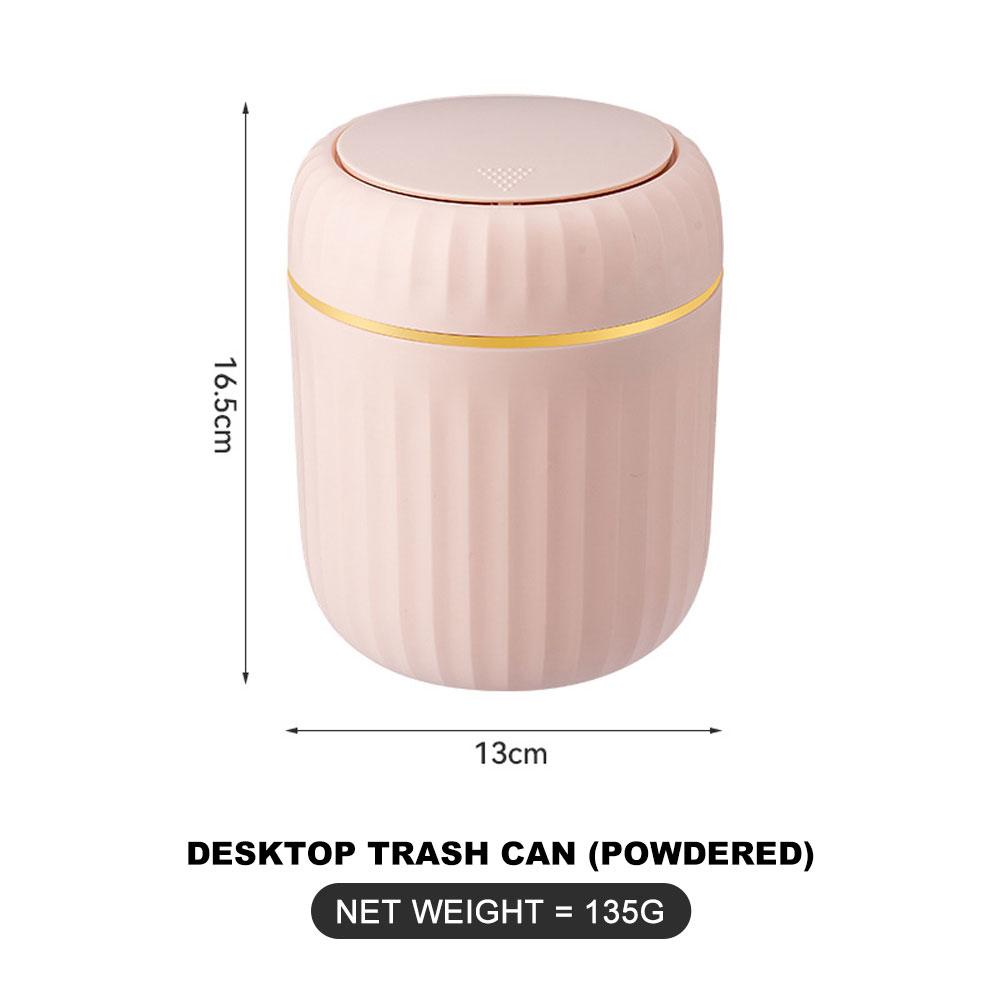 Coș de gunoi mini de lux și ușoară cu capac presat pentru chiuveta de baie, masă de machiaj, dulap interior, coș de gunoi dulap