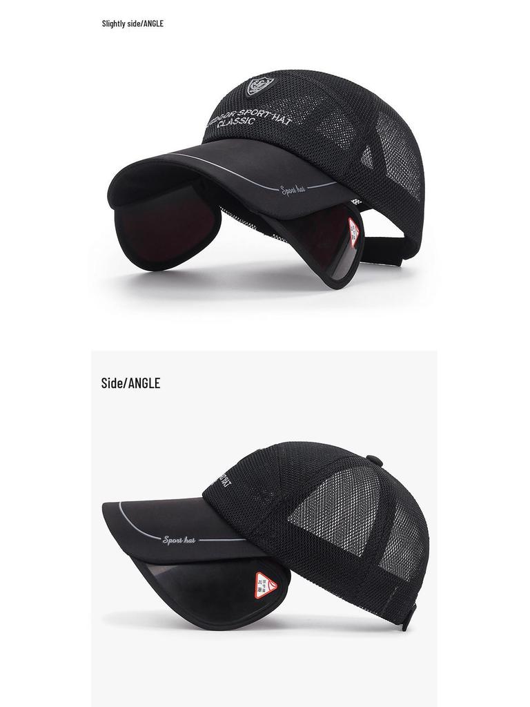 Unisex Summer Mesh Cap with Extended Telescopic Brim for Outdoor Sun Protection