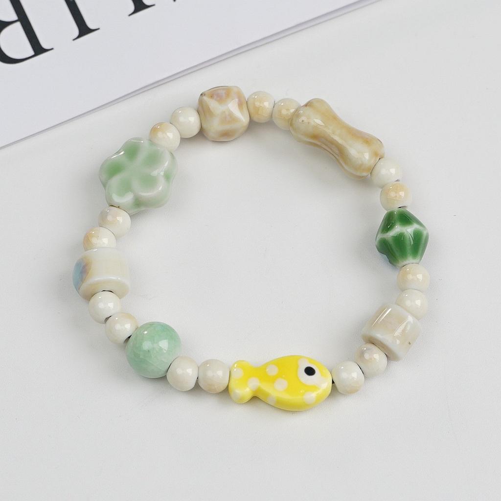 Ceramic beaded bracelet small fresh ancient style national style simple bracelet summer