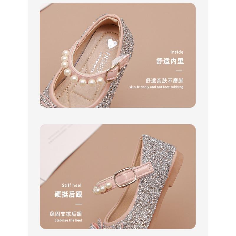 Mädchen Glitzer Schleife Perlenriemen Mary Jane Prinzessin Freizeit Schuhe