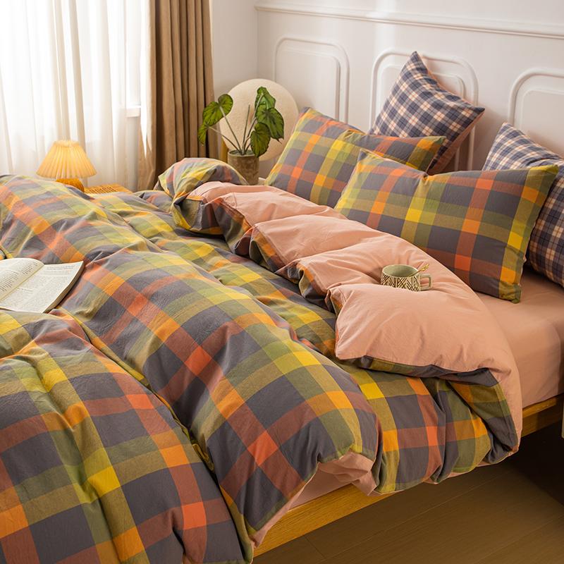 1Pc Pure Cotton Comforter Cover For Double Bed Checkered Duvet Cover Single/Queen/King Housse De Couette Without Pillowcase
