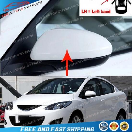 Arctic White Driver for Mazda 2 Demio 2007 - 2015 Side Mirror Cover Wing Shell