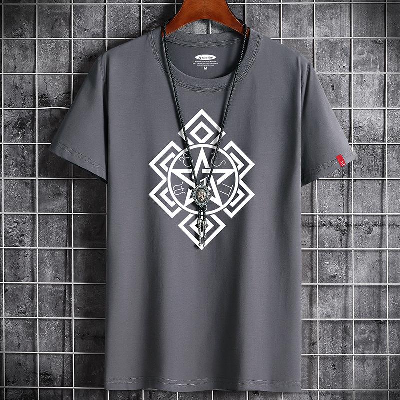 S-6XL 5 Colors Men 100% Cotton T-shirt Boys Round Neck Short Sleeves Casual Large Size Tee