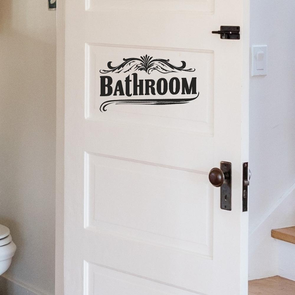 Bathroom Word Minimalist Wall Sticker for Bathroom Home Decor Self-Adhesive Removable Decal