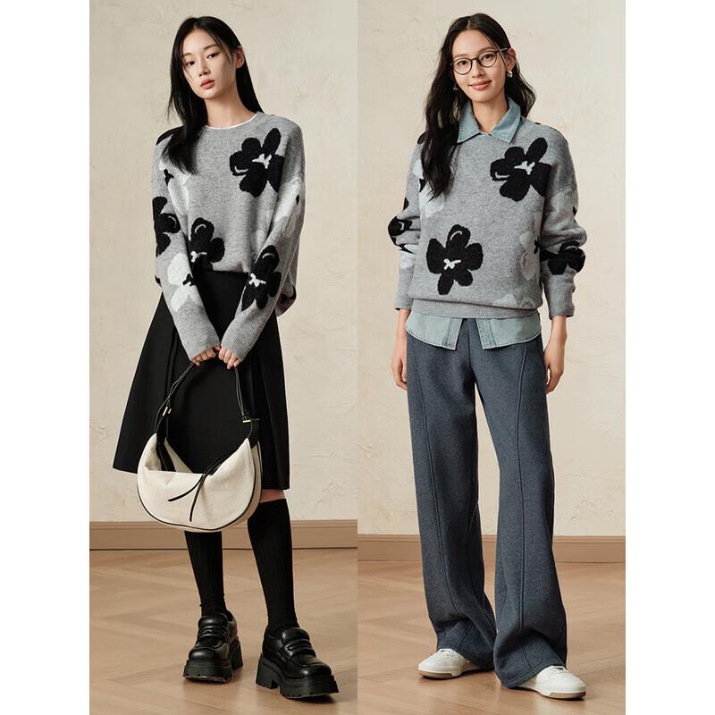 

Jiu Zi Anna Kou Women s Relaxed Floral Knit Sweater 2XL