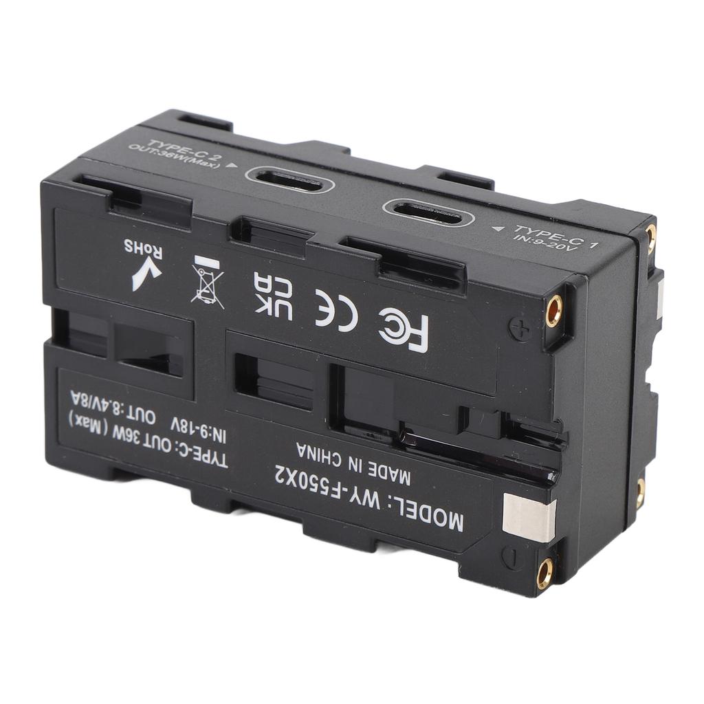 Dual Sided for NP F Dummy Battery Adapter with Digital Display Type C Port for Image Transmission