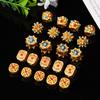 Ancient Gold Openwork Spacer Beads with Inlaid Blue Beads