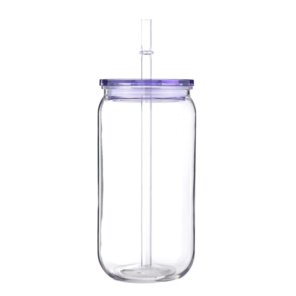 Vaso de plástico transparente con pajita y tapa de color Viene con pajita y tapa para vaso Puede Leche Café A prueba de derrames 16 OZ