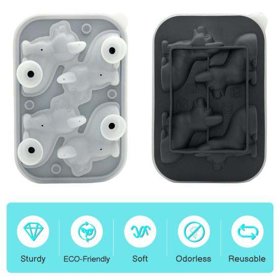 Silicone Ice Cube Tray Corgi Shapes Ice Cube Mold Built-in Funnel Large Craft Tray for Whiskey Cocktails Bourbon DIY Chocolate Soap Maker