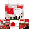 Festive Red Christmas Chair Cover With Santa Hat Design For Holiday Dinner Parties