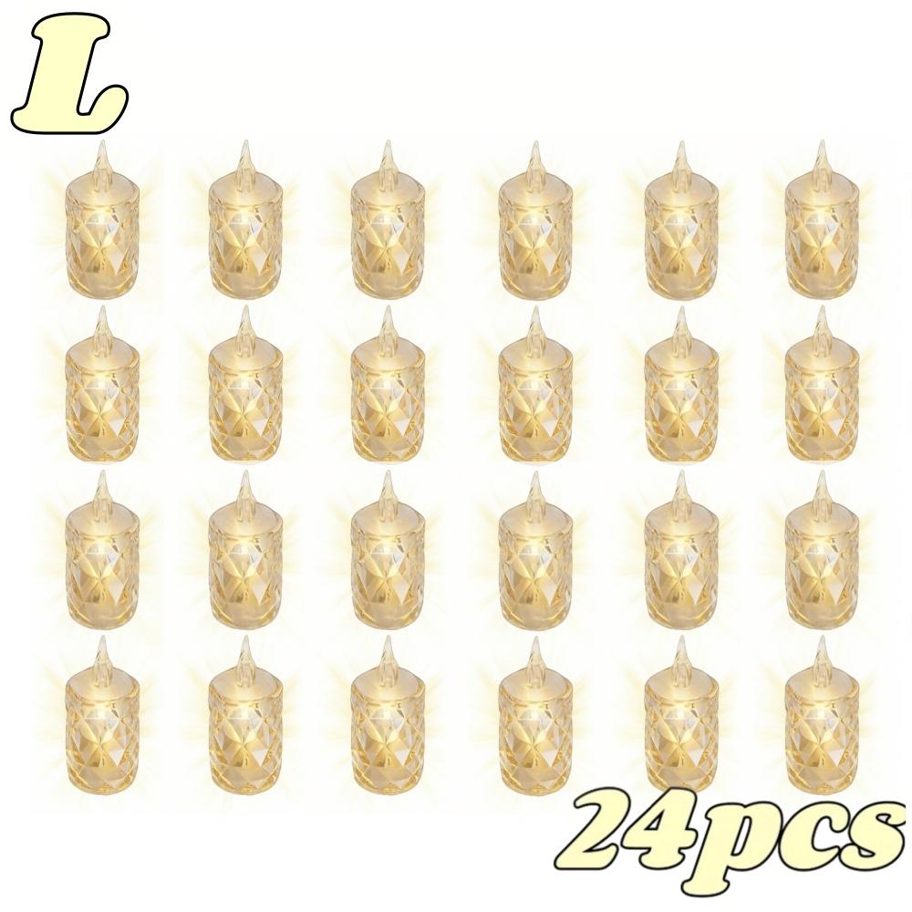4/24pc Crystal Flameless LED Candles Plastic Battery TeaLight with Realistic Flame for Home Holiday Wedding Party Tabletop Decor