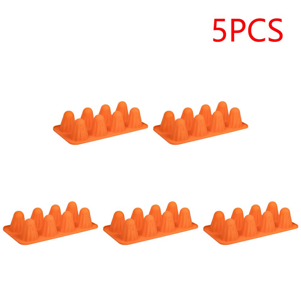 Wiederverwendbare Geister-Wackelpuddingform Orange Leicht zu reinigende Silikon-Schokoladenform Hausgemachte 3D Halloween Geister Backform für Gummibonbons