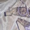 Nuovo set di biancheria intima da donna Set reggiseno push up con cava in pizzo sexy Fiori di lavanda ricamo francese 1/2 tazza sottile reggiseno e mutandine