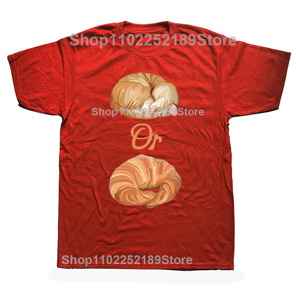 Funny Croissant Cat Meme Graphic T-shirts Men Women's Fashion Casual Tshirt 100% Cotton Loose Oversized Food Lover T Shirt