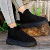 Women's Solid Color Fluffy Boots, Slip On Fleece Lining Platform Soft Sole Boots, Winter Plush Non-slip Warm Boots
