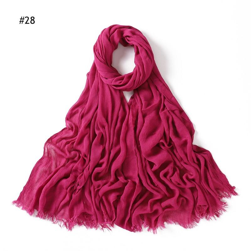 % Rayon Pleated Solid Color Human Cotton Two-end Beard Bag Headscarf Female, New Breathable Soft Scarf