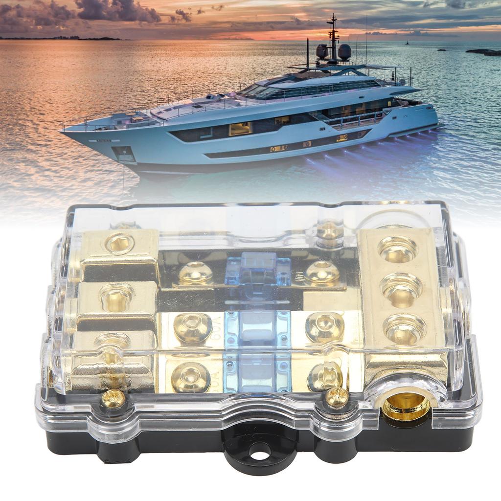 Universal 3 Way Car Audio Fuse Block Safe 60A Stereo Fuse Holder with Transparent Cover for Boat Yac
