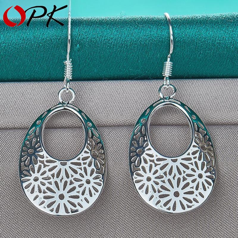 925 Sterling Silver Flower Earrings, Fashion Jewelry
