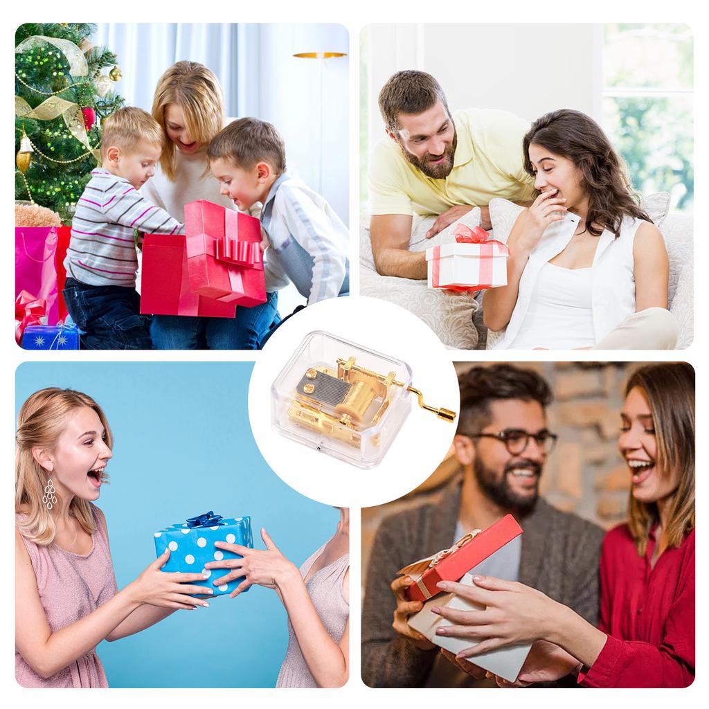 18 Notes Clear Acrylic Music Box Hand Crank DIY Mechanical Music Box Classic Musical Ornaments DIY Craft Gift for