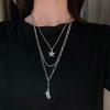 "European & American Double-Layer Love Necklace: Hip-Hop Inspired Long Sweater Chain for Women"