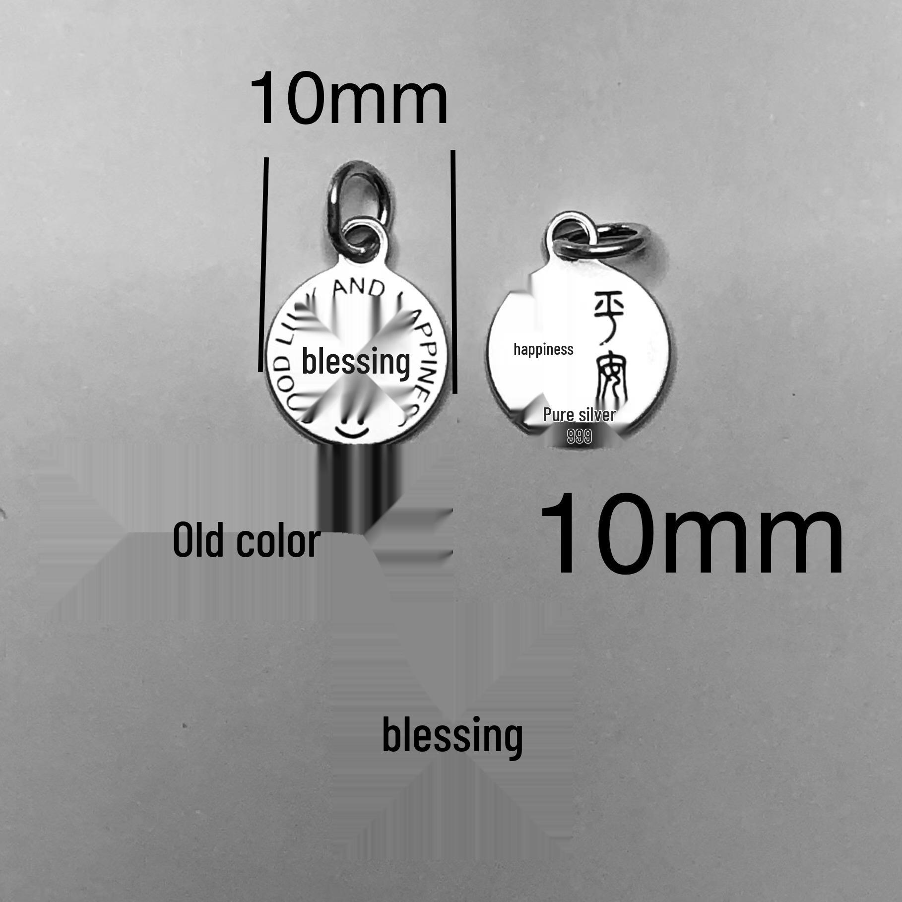 999 Silver Pendant: Engraved Round Plate with Elephant & Moon Cat - Peace, Joy, Fortune 999 Silver