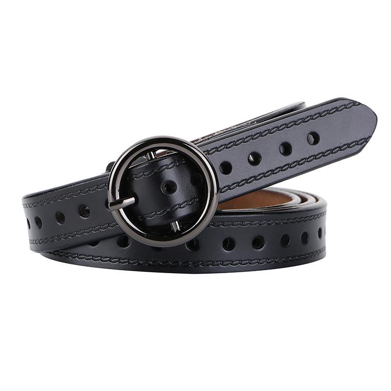 Vintage Style Leather Belt For Women With Alloy Pin Buckle And Pure Color Design