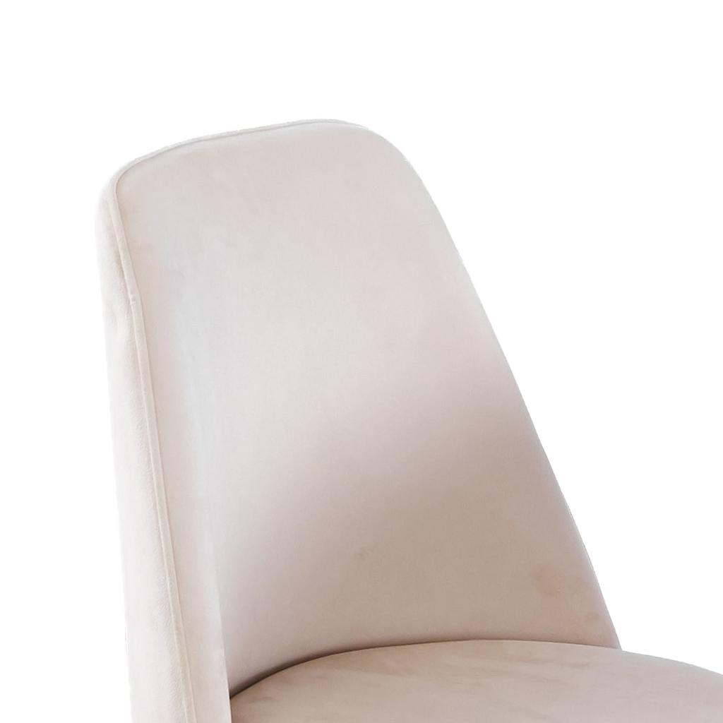 Modern Cream White Dining Chair(set of 2 ) - Gold-Plated Metal Legs, Velvet Upholstery