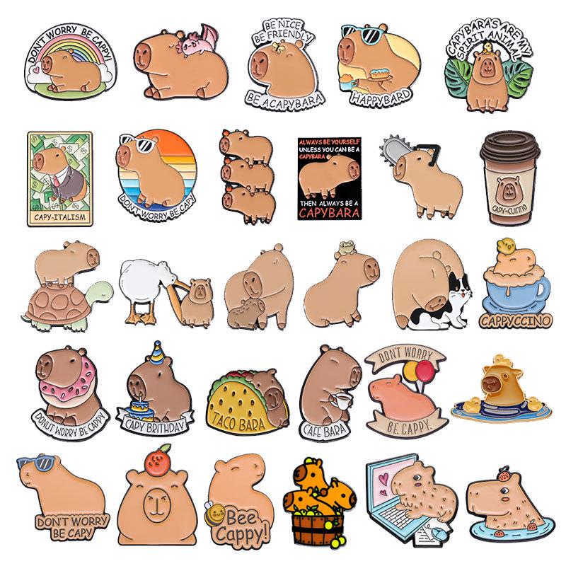 Cartoon Capybara Brooch Set: Cute Animal Series Badge from Europe & America