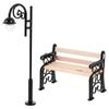 Ifundom Miniature Park Bench Set with Mini Street Light Post for DIY Dollhouse, Miniature Garden Furniture, 9.00 X 3.00 X 1.00cm, Desktop Decor