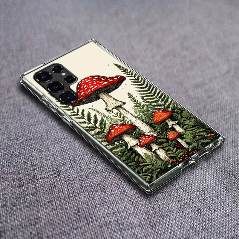 Colorful Mushroom Phone Case For Samsung Galaxy S24 S23 S21 S20 FE S22 S26 Ultra S25 Edge S10 Plus Cover Clear TPU Capa Shell Co