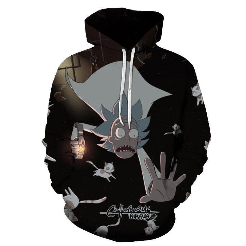 Bluza z kapturem Rick And Morty z cyfrowym nadrukiem 3D dla mężczyzn, codzienna odzież sportowa w kolorach zielonym, szarym, czarnym, białym