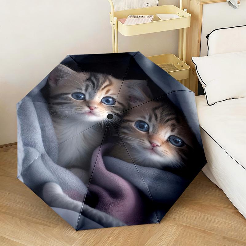 1PC Kittens  Automatic Umbrella - Suitable Travel Outdoor Portable Umbrella Birthday Gift Daily Essentials